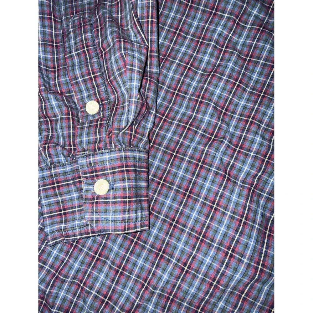 Ralph‎ Lauren Boys Button‑Down Shirt – Size 14/16 – Plaid – Red/Blue